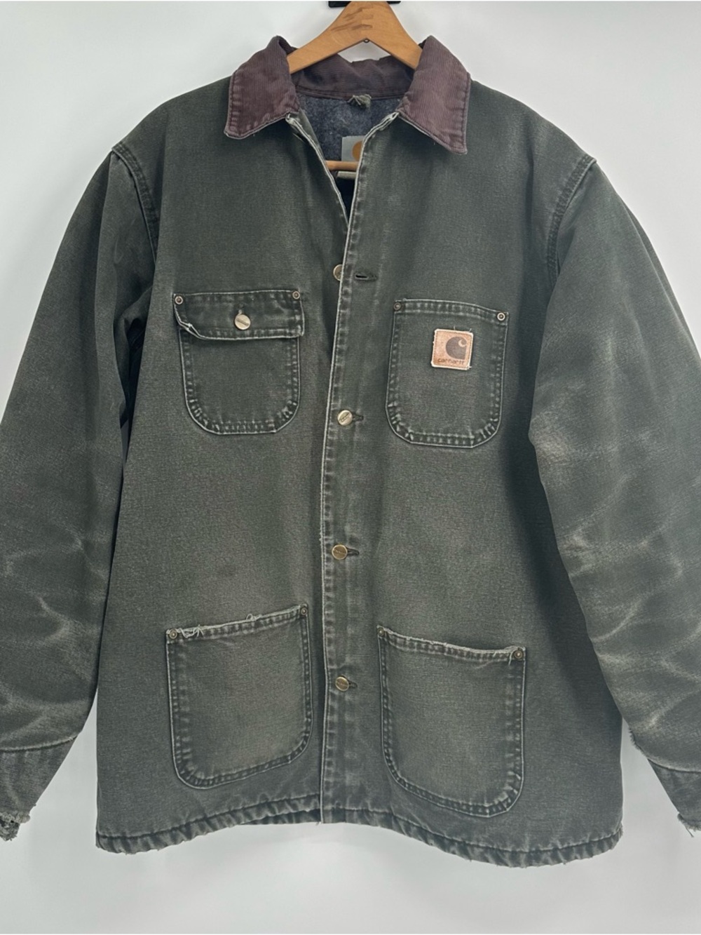 Vintage Carhartt Green Chore Jacket Blanket Lined USA‎ Y2K Size Large Tall